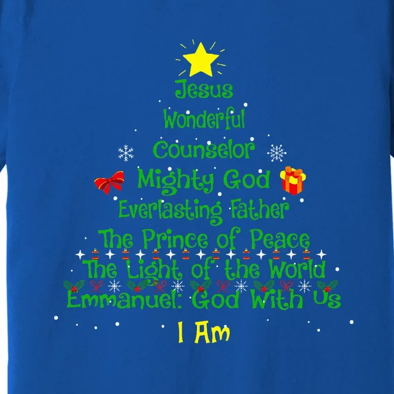 Christian Christmas Lover Bible Names of Jesus Tree Xmas Premium T-Shirt