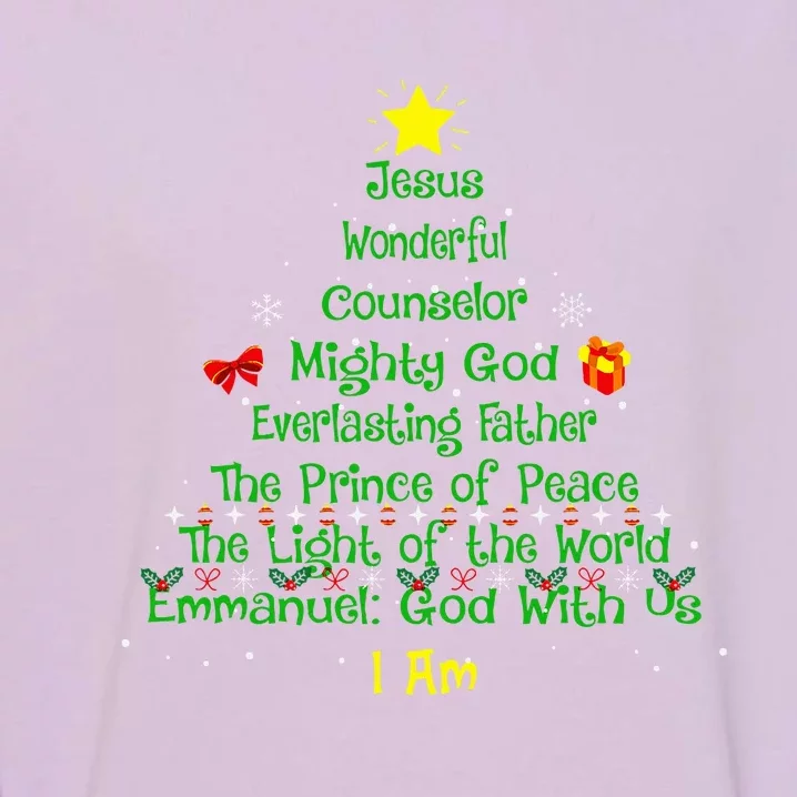 Christian Christmas Lover Bible Names of Jesus Tree Xmas Garment-Dyed Sweatshirt