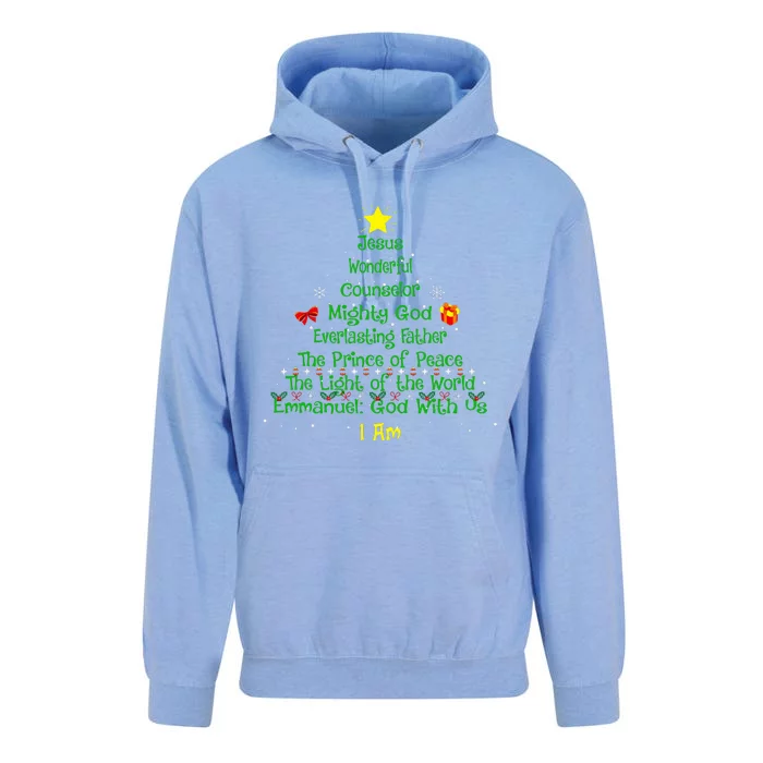 Christian Christmas Lover Bible Names of Jesus Tree Xmas Unisex Surf Hoodie