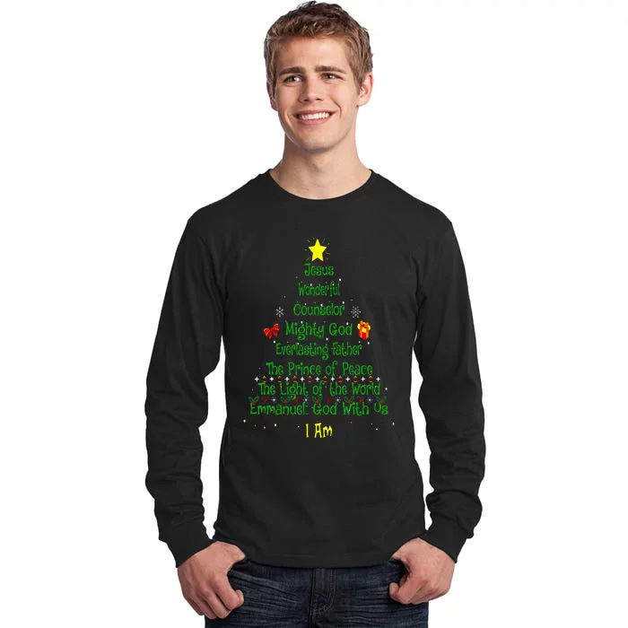 Christian Christmas Lover Bible Names of Jesus Tree Xmas Tall Long Sleeve T-Shirt