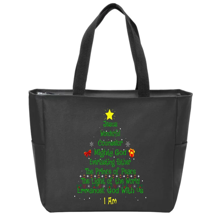 Christian Christmas Lover Bible Names of Jesus Tree Xmas Zip Tote Bag