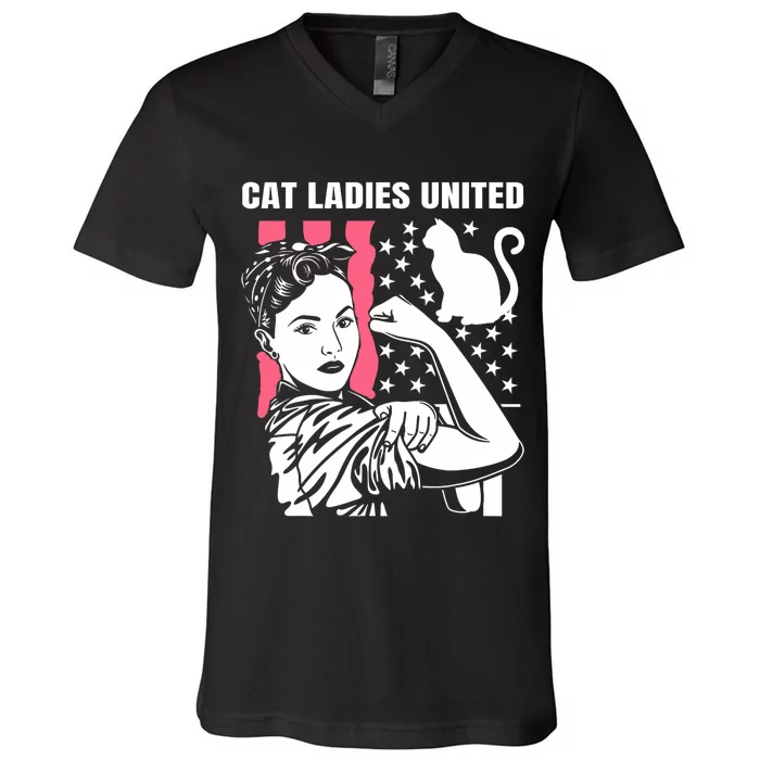 Childless Cat Lady For Cat Mom Women Cat Ladies V-Neck T-Shirt