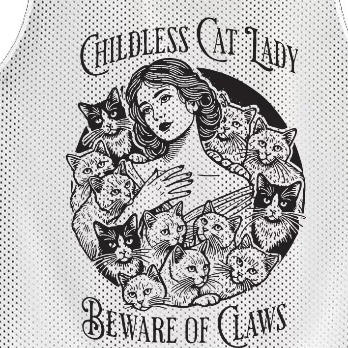 Childless Cat Lady Beware Of Claws Mesh Reversible Basketball Jersey Tank