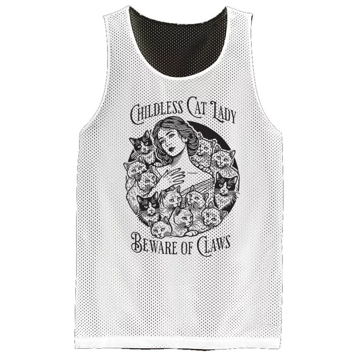 Childless Cat Lady Beware Of Claws Mesh Reversible Basketball Jersey Tank