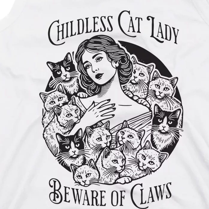 Childless Cat Lady Beware Of Claws Tank Top