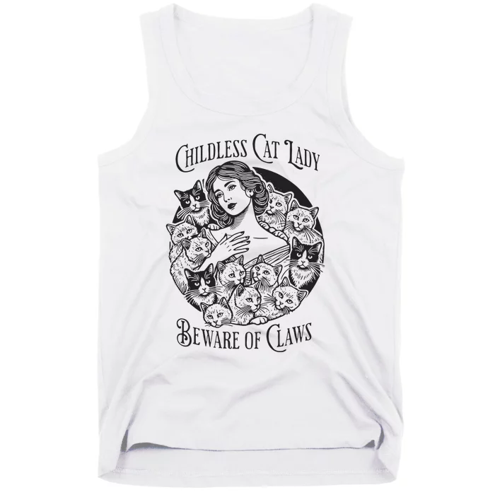 Childless Cat Lady Beware Of Claws Tank Top