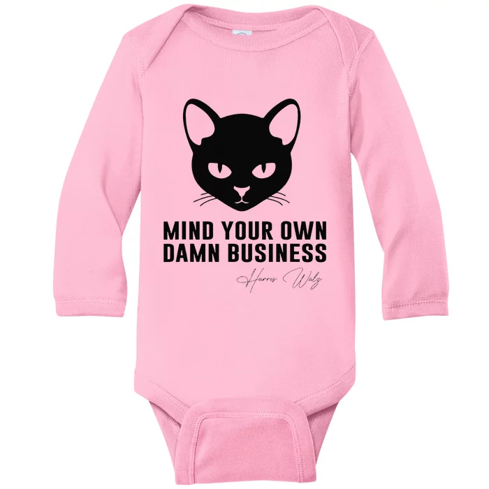 Childless Cat Lady Mind Your Own Dmn Business Kamala Walz Baby Long Sleeve Bodysuit