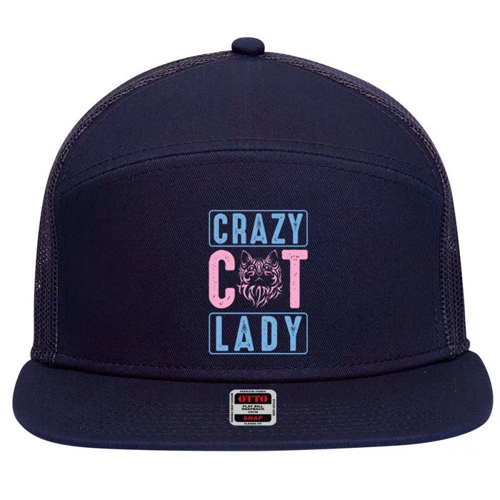 Crazy Cat Lady 7 Panel Mesh Trucker Snapback Hat