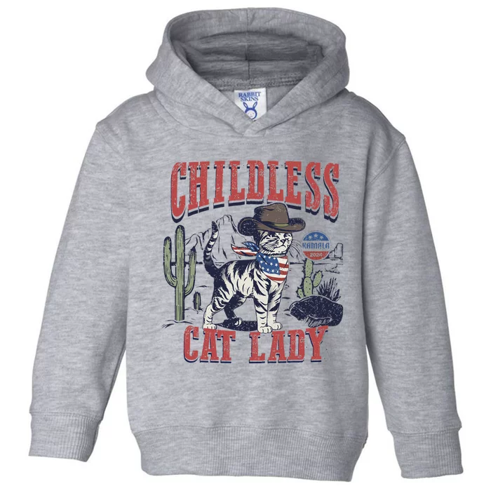 Childless Cat Lady Voting Kamala Harris 2024 Toddler Hoodie