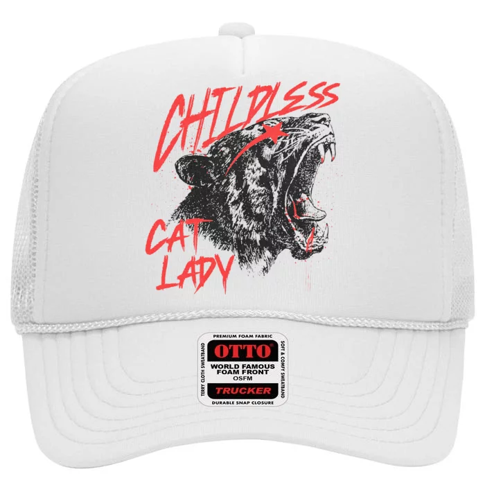 Childless Cat Lady High Crown Mesh Trucker Hat