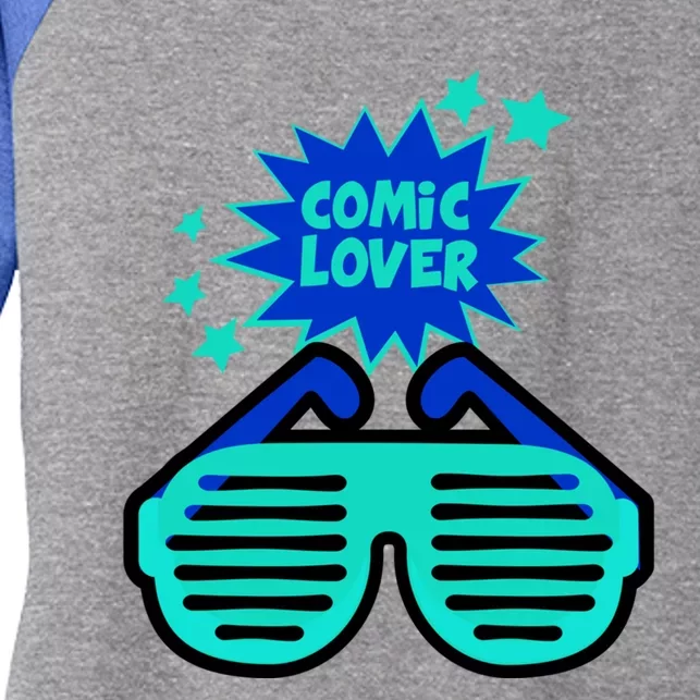 Cool Comic Lover Reading Glasses Comic Style Meaningful Gift Women's Tri-Blend 3/4-Sleeve Raglan Shirt