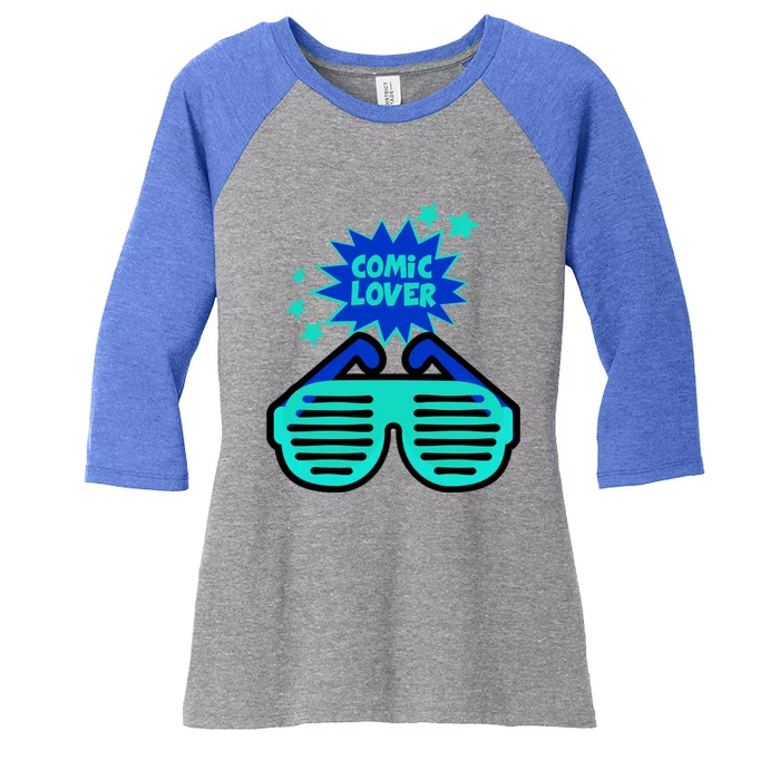 Cool Comic Lover Reading Glasses Comic Style Meaningful Gift Women's Tri-Blend 3/4-Sleeve Raglan Shirt