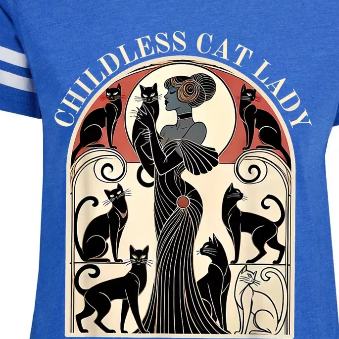 Childless Cat Ladies Cat Karma Retro Funny Enza Ladies Jersey Football T-Shirt