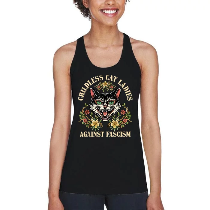 Childless Cat Ladies Against Fascism Women's Racerback Tank