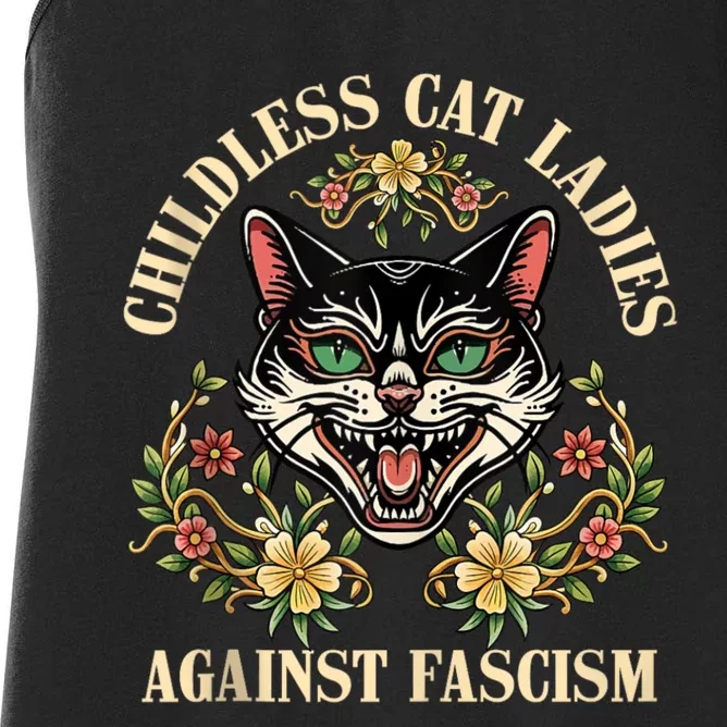 Childless Cat Ladies Against Fascism Women's Racerback Tank