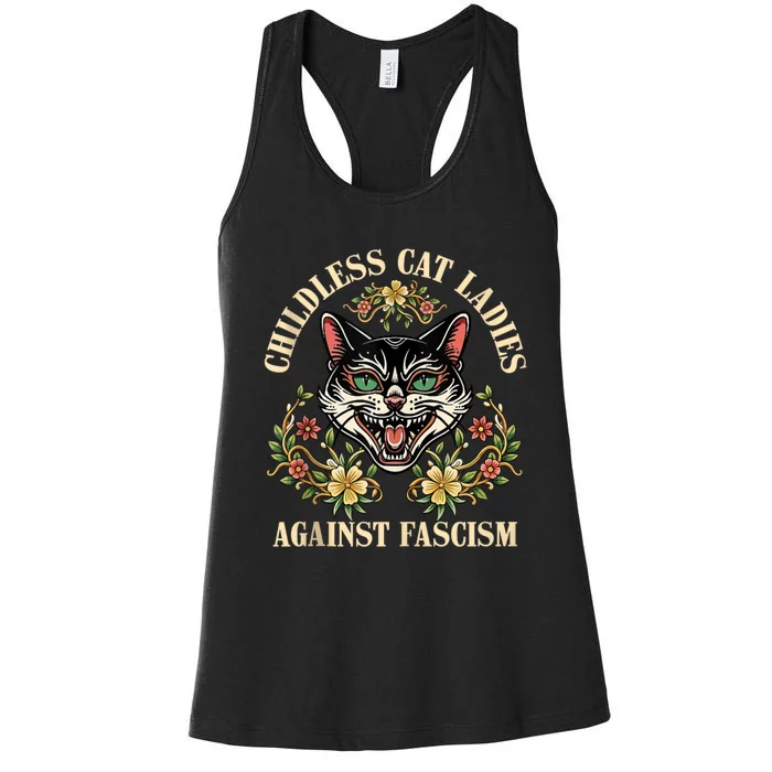 Childless Cat Ladies Against Fascism Women's Racerback Tank