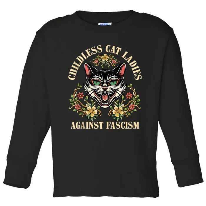 Childless Cat Ladies Against Fascism Toddler Long Sleeve Shirt