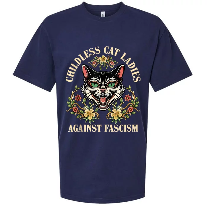 Childless Cat Ladies Against Fascism Sueded Cloud Jersey T-Shirt