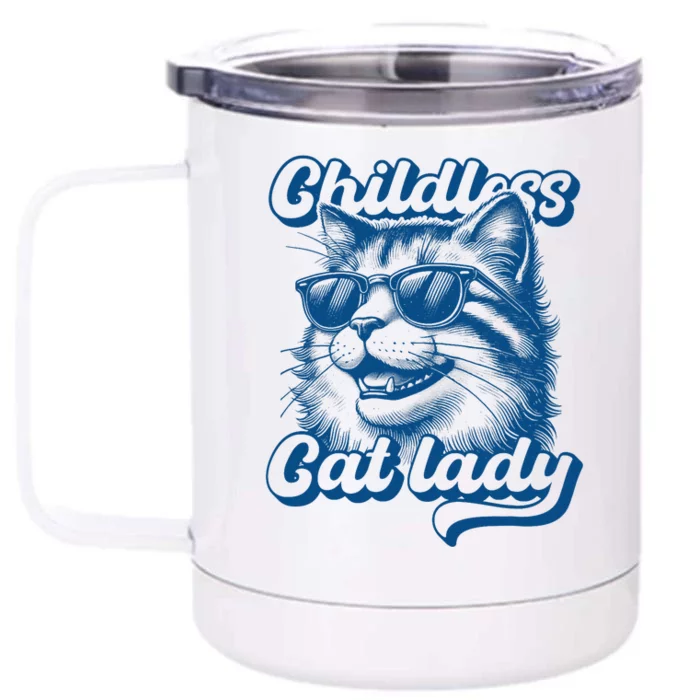 Childless Cat Lady Funny Cat Lover Front & Back 12oz Stainless Steel Tumbler Cup