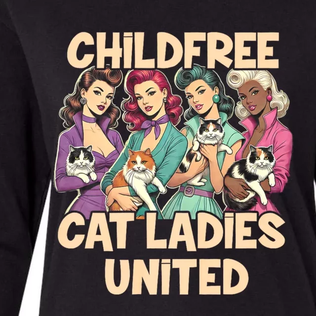 Childfree Cat Lady For Cat Mom Women Cat Ladies Womens Cotton Relaxed Long Sleeve T-Shirt