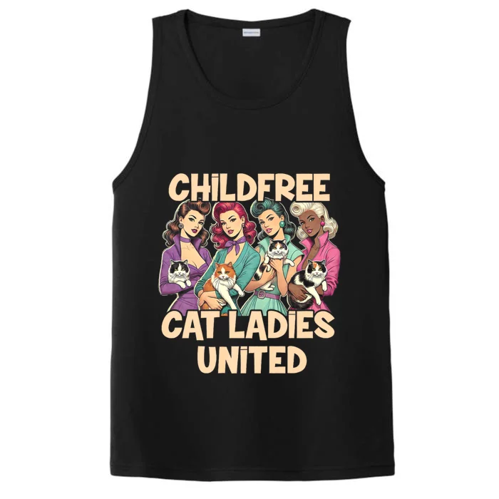 Childfree Cat Lady For Cat Mom Women Cat Ladies Performance Tank