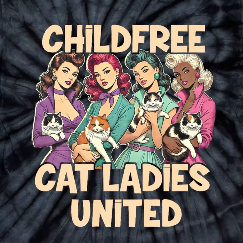 Childfree Cat Lady For Cat Mom Women Cat Ladies Tie-Dye T-Shirt