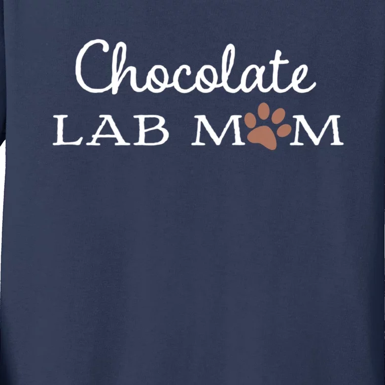 Cute Chocolate Lab Mom Gift For Lovers Kids Long Sleeve Shirt