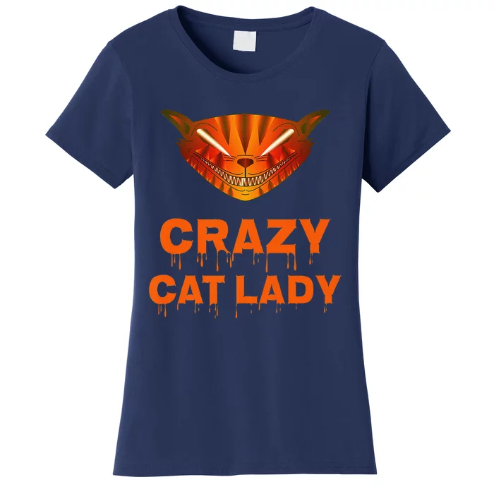 Crazy Cat Lady Halloween Evil Cat Women's T-Shirt