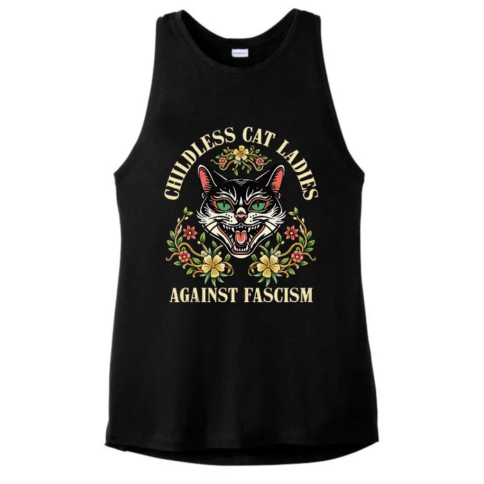 Childless Cat Ladies Against Fascism Ladies Tri-Blend Wicking Tank