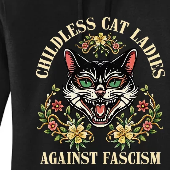 Childless Cat Ladies Against Fascism Women's Pullover Hoodie