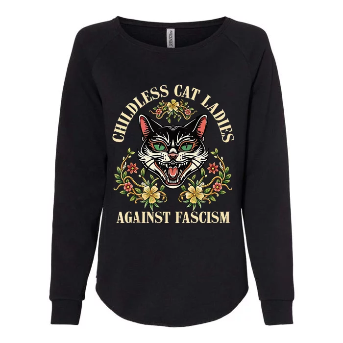 Childless Cat Ladies Against Fascism Womens California Wash Sweatshirt