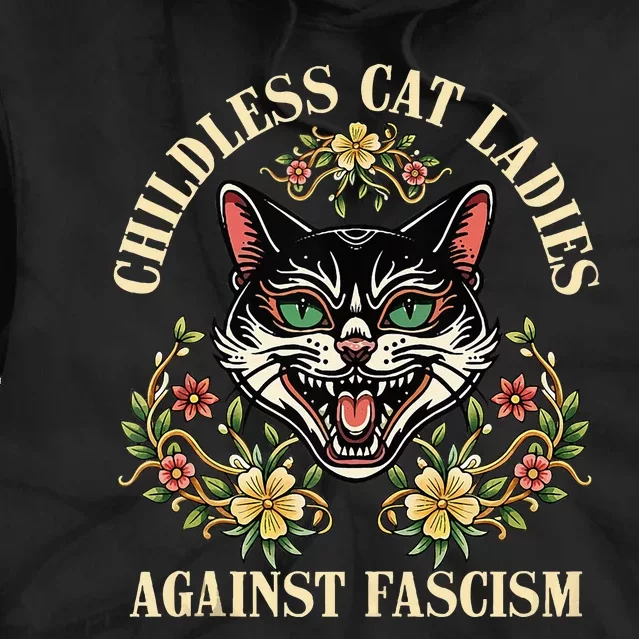 Childless Cat Ladies Against Fascism Tie Dye Hoodie