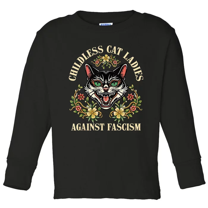 Childless Cat Ladies Against Fascism Toddler Long Sleeve Shirt