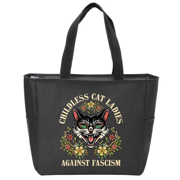 Childless Cat Ladies Against Fascism Zip Tote Bag