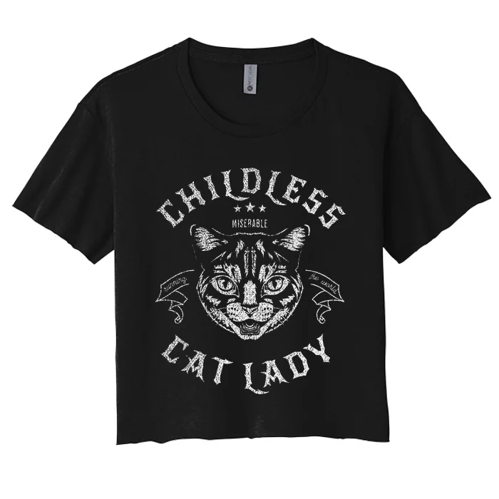 Childless Cat Lady Feminist Voting Ladies Is Voting Kamala Gift Women's Crop Top Tee