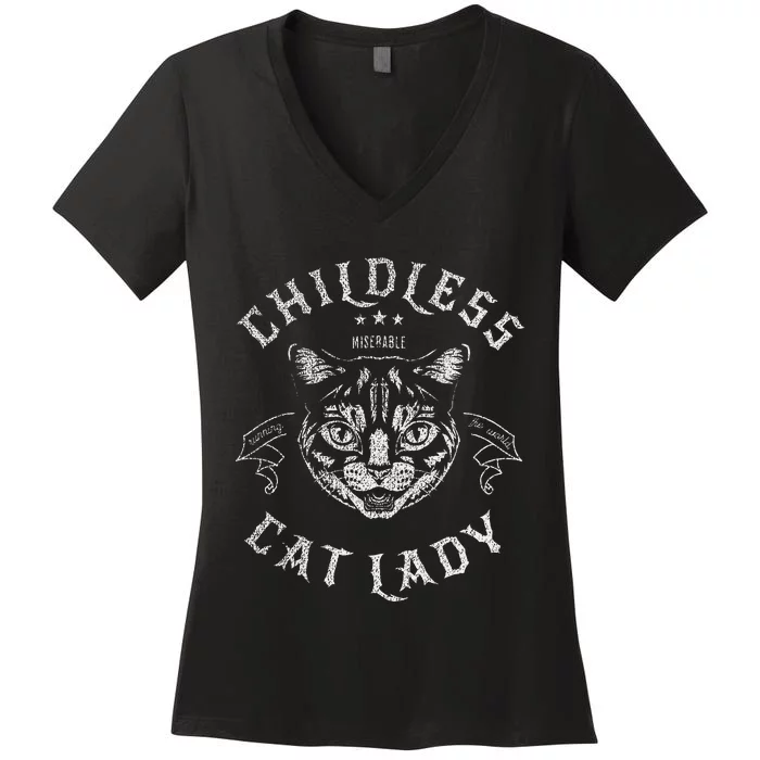 Childless Cat Lady Feminist Voting Ladies Is Voting Kamala Gift Women's V-Neck T-Shirt