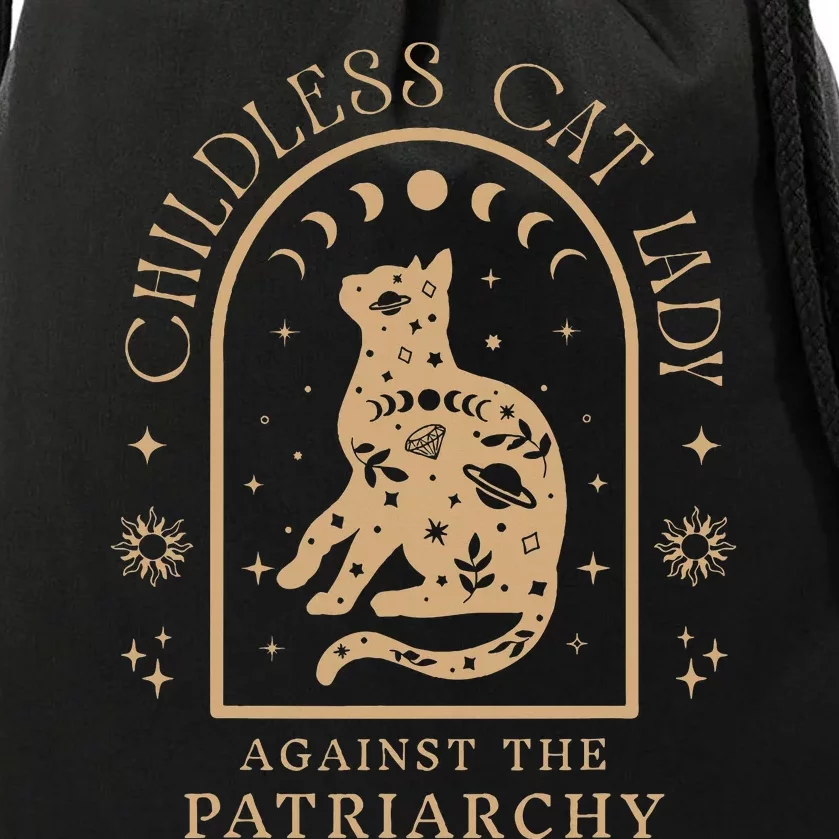 Childless Cat Lady Against Patriarchy Feminist Cat Owner Drawstring Bag