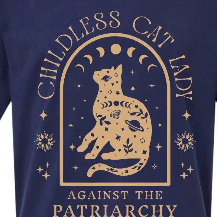 Childless Cat Lady Against Patriarchy Feminist Cat Owner Sueded Cloud Jersey T-Shirt