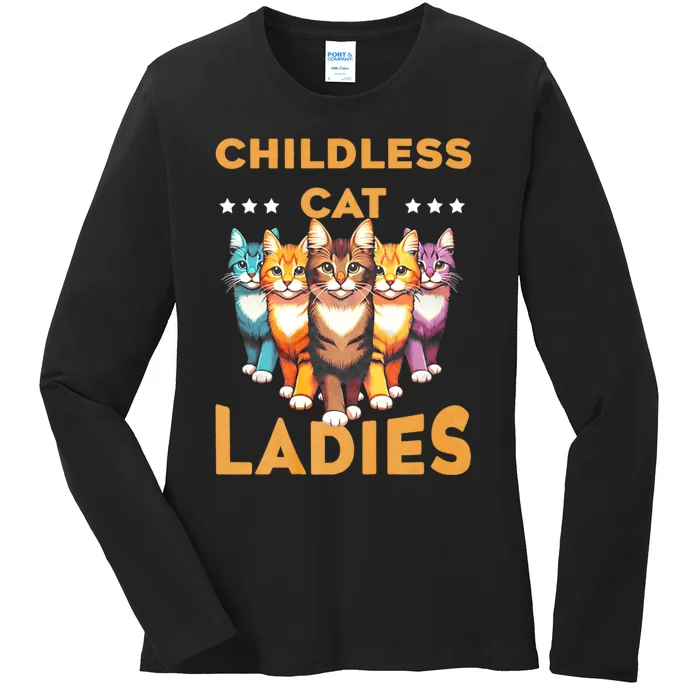 Childless Cat Lady Election 2024 Vintage Childless Cat Ladies Long Sleeve Shirt