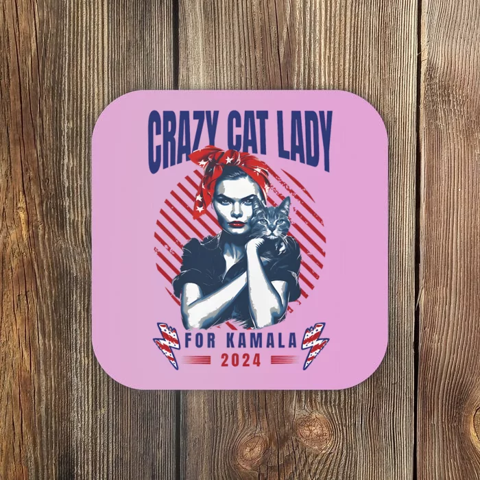 Crazy Cat Lady For Kamala 2024 Coaster