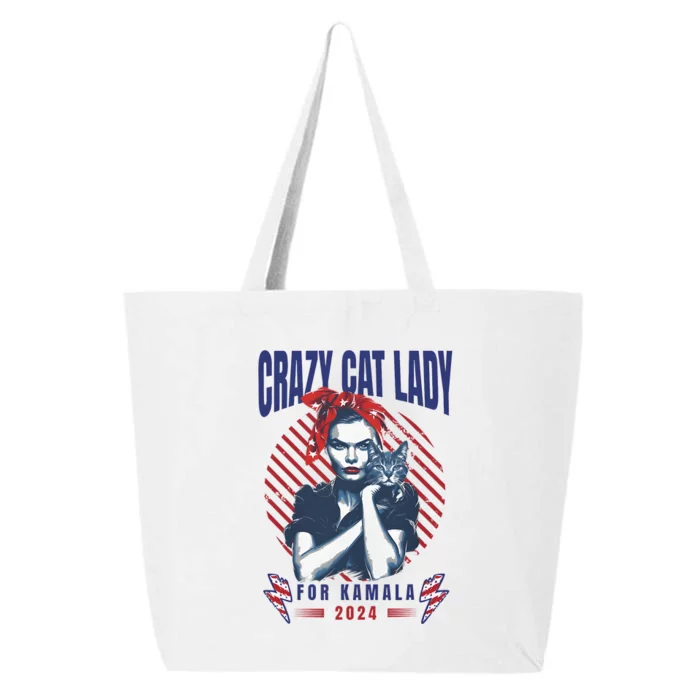 Crazy Cat Lady For Kamala 2024 25L Jumbo Tote