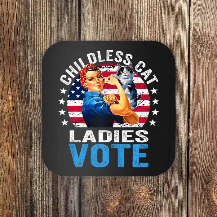 Childless Cat Ladies Vote Funny Vintage Rosie The Riveter Coaster