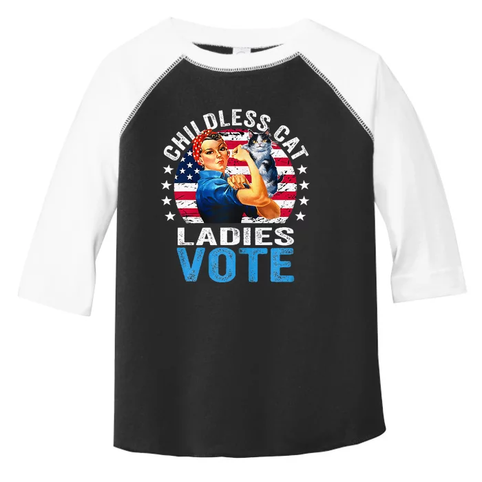 Childless Cat Ladies Vote Funny Vintage Rosie The Riveter Toddler Fine Jersey T-Shirt