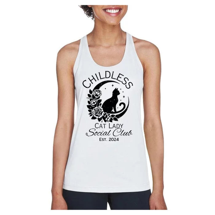 Childless Cat Lady Social Club Meme Cat Kamala Harris 2024 Women's Racerback Tank