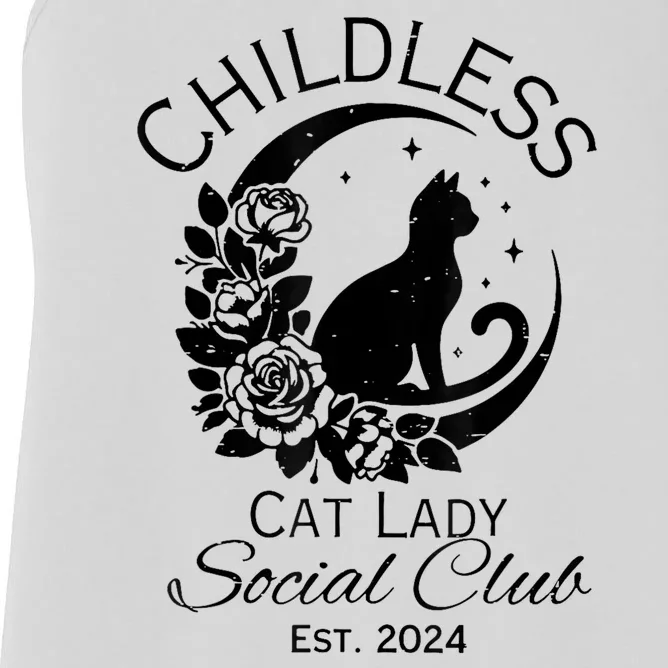 Childless Cat Lady Social Club Meme Cat Kamala Harris 2024 Women's Racerback Tank