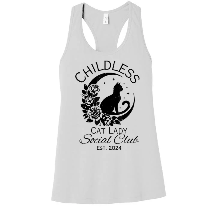 Childless Cat Lady Social Club Meme Cat Kamala Harris 2024 Women's Racerback Tank