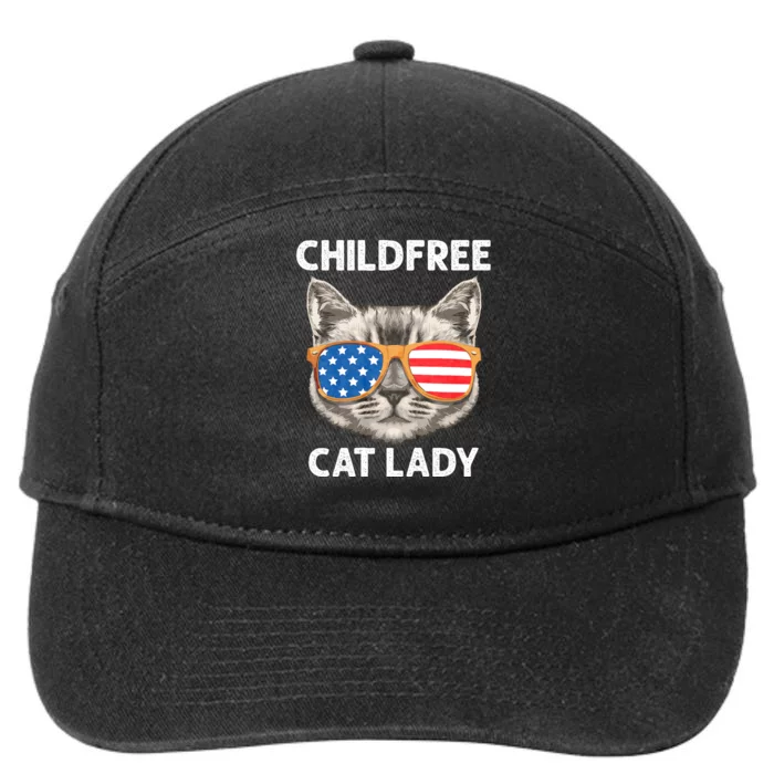 Childfree Cat Lady For Cat Mom Women Cat Lady 7-Panel Snapback Hat