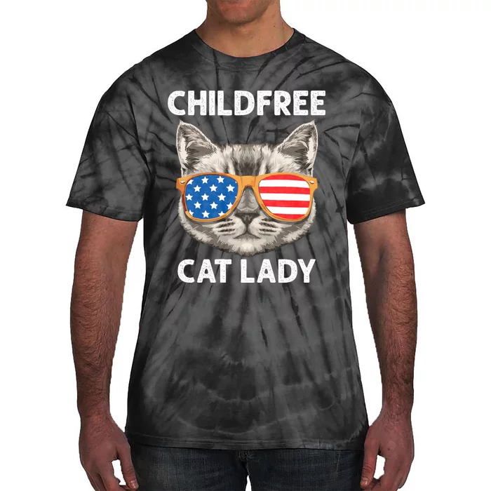 Childfree Cat Lady For Cat Mom Women Cat Lady Tie-Dye T-Shirt