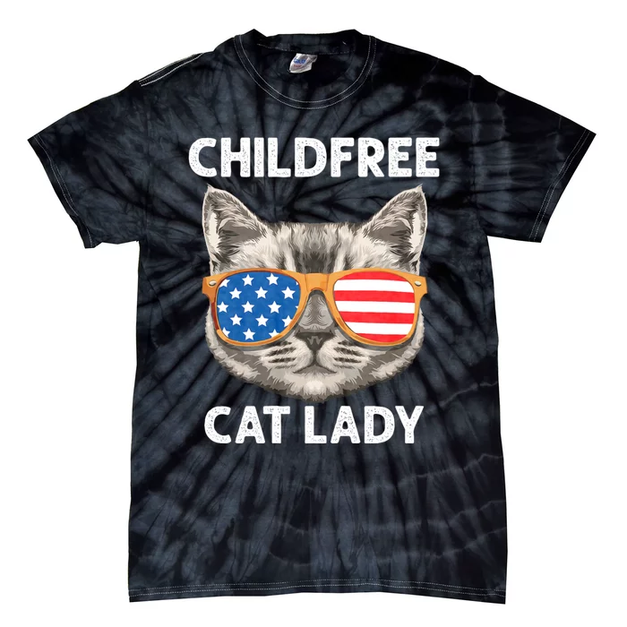 Childfree Cat Lady For Cat Mom Women Cat Lady Tie-Dye T-Shirt