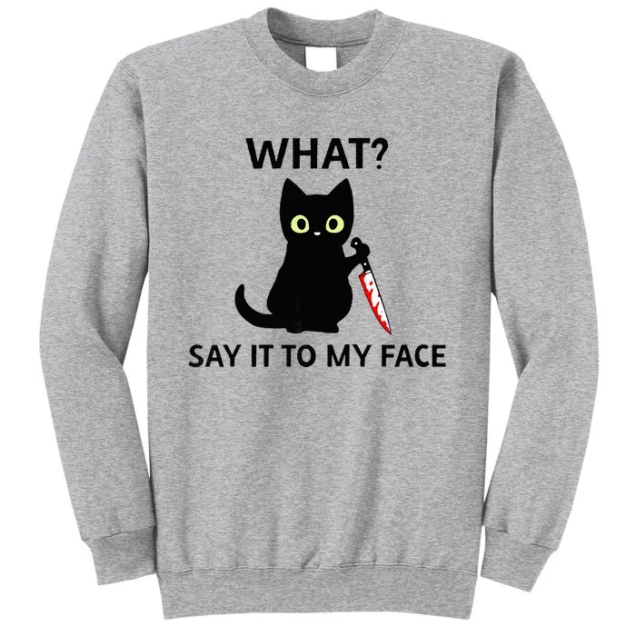 Childless Cat Ladies Funny Cat What Say It To My Face Raglan Baseball Tall Sweatshirt